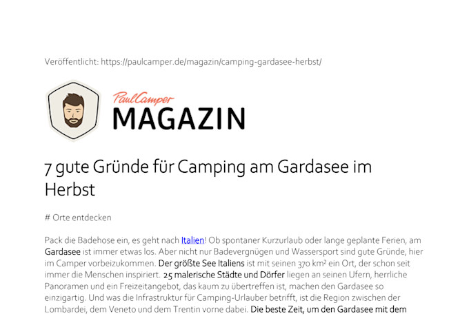write an original and professional blog post in german